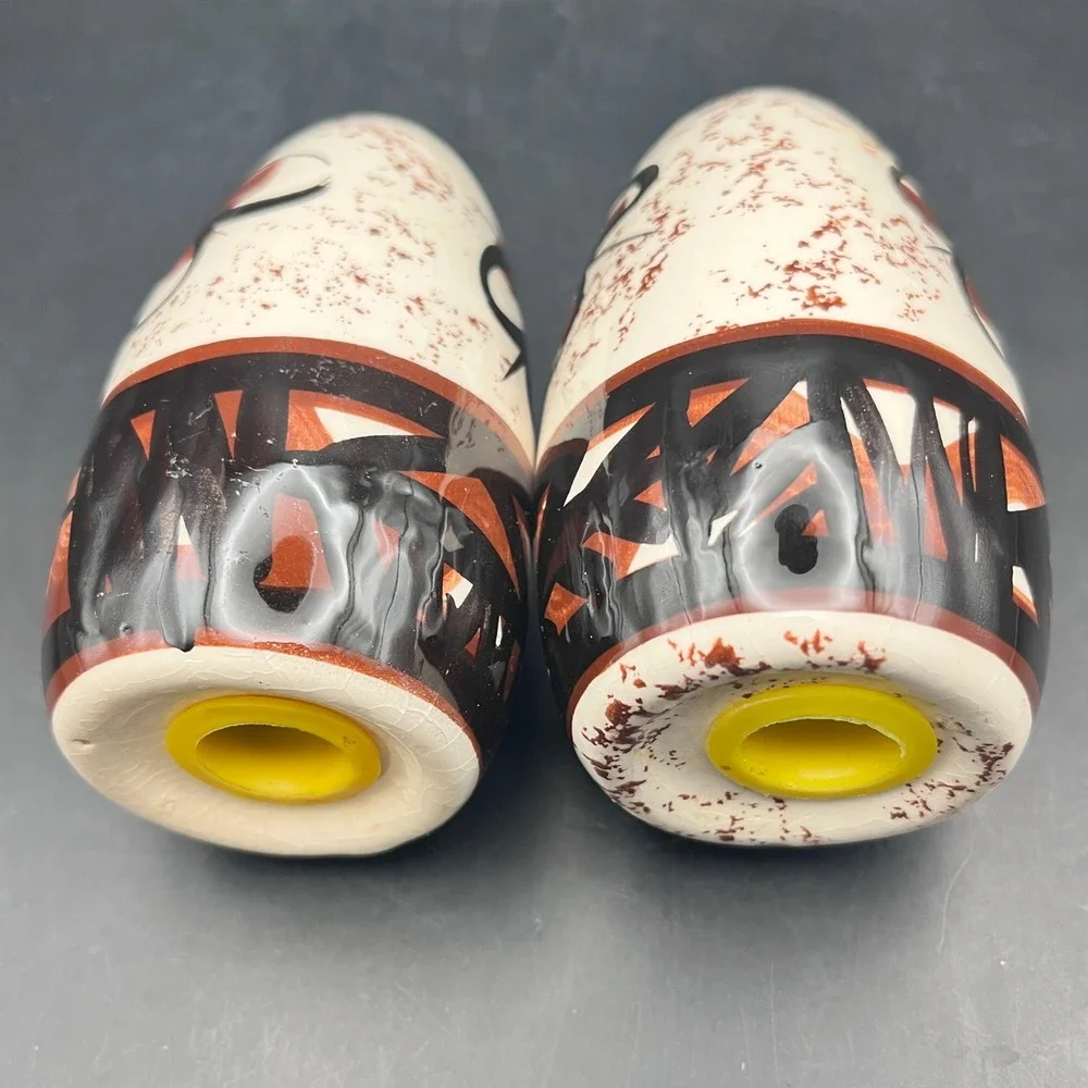 Vintage Pair of Hand Painted Ceramic Salt & Pepper Shakers-Brown & Cream-4